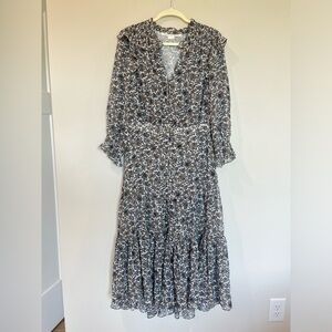 Veronica Beard women’s long sleeve maxi dress blue nitza floral size 10